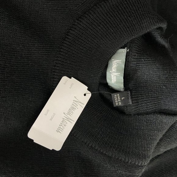 NWT NEIMAN MARCUS Black Mock Neck Merino Wool Blend Sweater Men's L - Picture 5 of 8